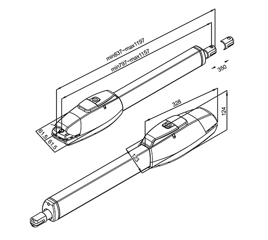 Dimensiones de brazo de porton electrico