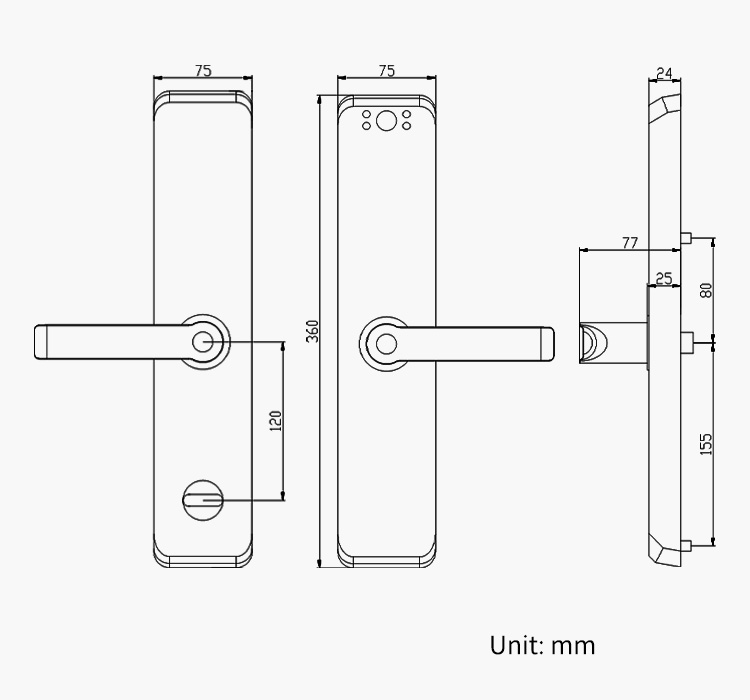 Dimensiones de Cerradura para hotel