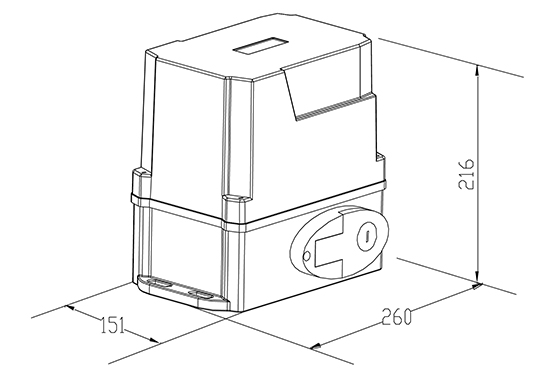 Dimensiones de Motor para Puerta Corredera NAS Forza 500 