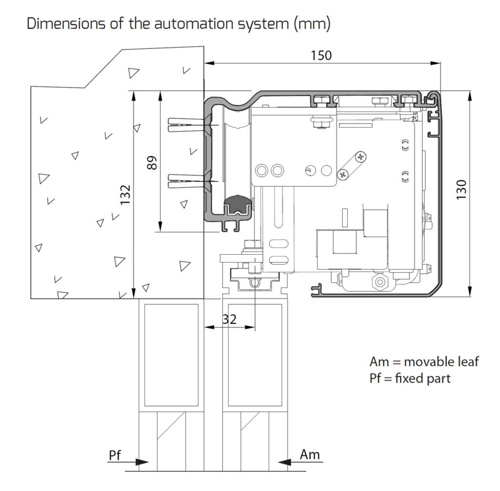 Dimensiones de Motor Puerta Automática BFT VISTA SL K A150R
