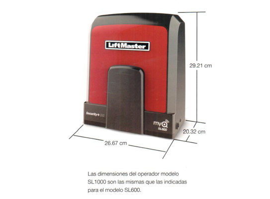 Dimensiones de Motor Puerta Corrediza Liftmaster SL600