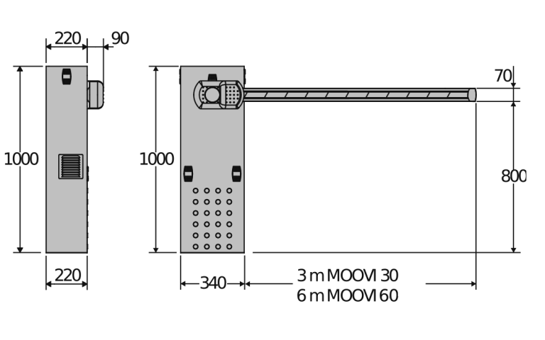 Dimensiones de Talanqueras Electrónicas Bft Moovi 60
